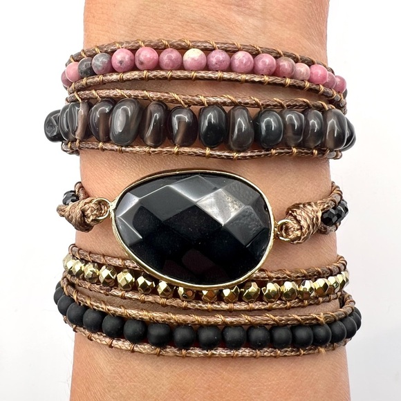 Jewelry - Love + Protection ONYX + Rhodonite Wrap Bracelet
